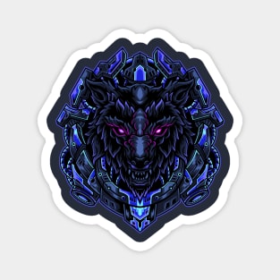 Mecha Blue Wolf Magnet