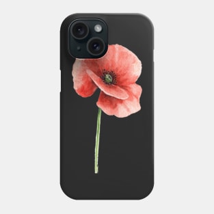 Red Poppies | Poppy Pattern | Poppy Seamless Design | black background Phone Case