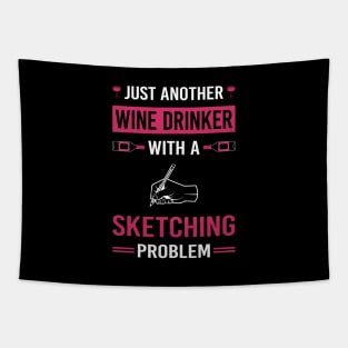 Wine Drinker Sketching Sketch Tapestry