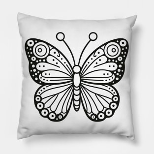 Simple Black And White Butterfly Pillow