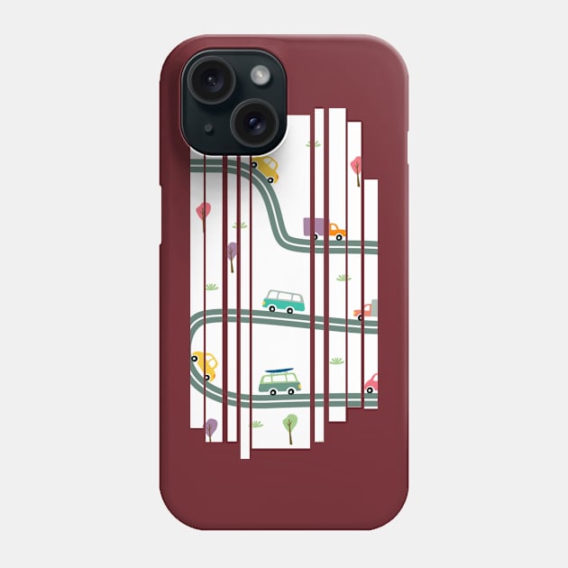 Cars driving illustration Phone Case by SaturnPrints