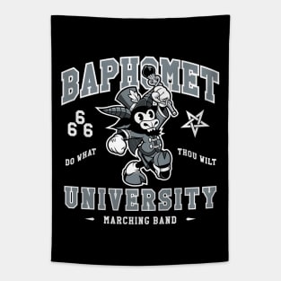 Baphomet University - Vintage Cartoon Devil - Satanic Marching Band Tapestry