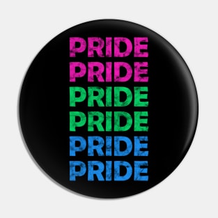 Polysexual Pride Flag Colors Repeating Text Design Pin