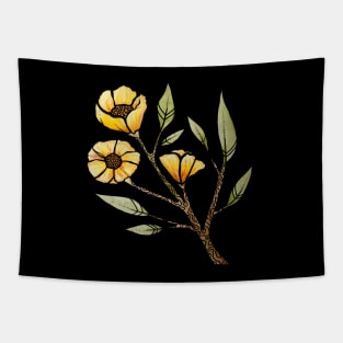 Yellow Buttercup Flowers Tapestry