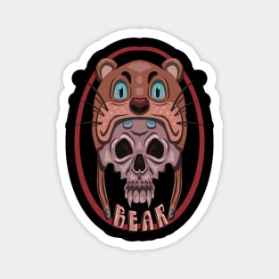 A skull demon wearing a cute bear Magnet