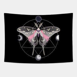 Demigirl Luna Moth Celestial Cottagecore LGBT Pride Flag Tapestry