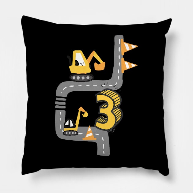 drei Jahre alt Bagger Geburtstags Outfit für coole Jungs Pillow by alpmedia