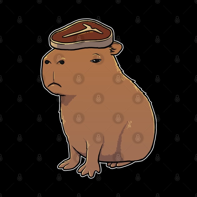 Capybara with to Steak on its head by capydays