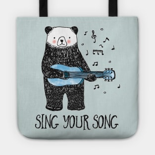 Sing Your Song - Cartoon Bear With Guitar Tote