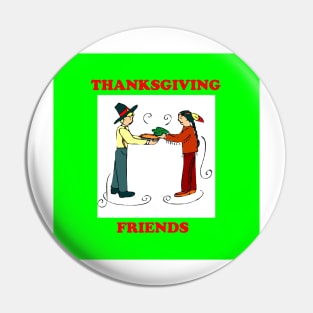 Thanksgiving Friends sharing Food with a green frame. Pin