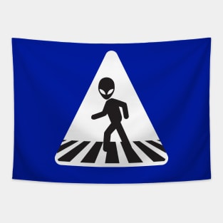 Alien pedestrian Crossing Sign Tapestry