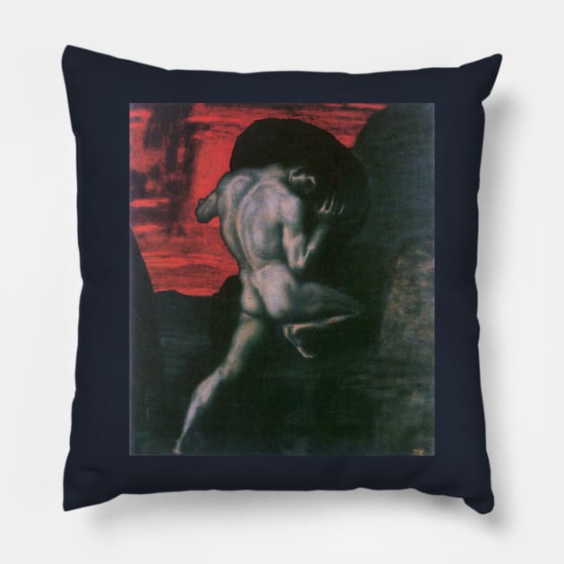 Sisyphus - Franz von Stuck Pillow by forgottenbeauty