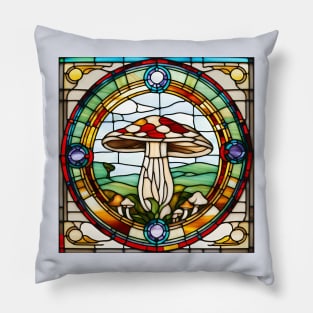 Canopy Mushroom Stained Glass Pillow