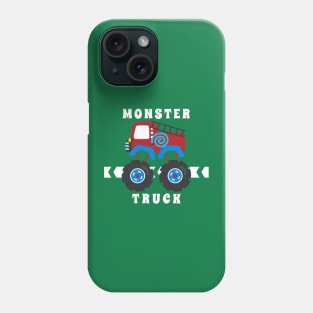 Vector illustration of monster truck with cartoon style. Phone Case