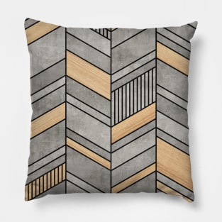 Abstract Chevron Pattern - Concrete and Wood Pillow