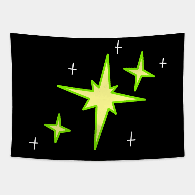 Green Sparkle Stars Tapestry by saradaboru