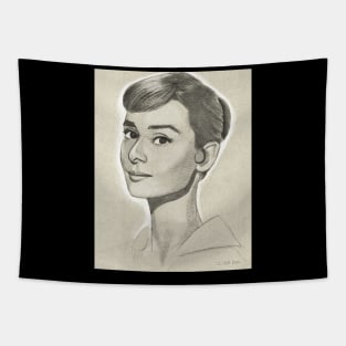 Audrey Hepburn Portrait Drawing Tapestry