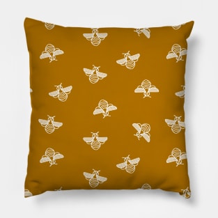 Bee pattern in gold yellow background Pillow