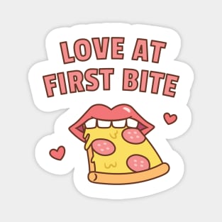 Love At First Bite Pizza Funny Magnet