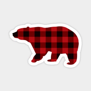 1980s Funny Matching Family Christmas lumberjack Buffalo Plaid Bear Magnet