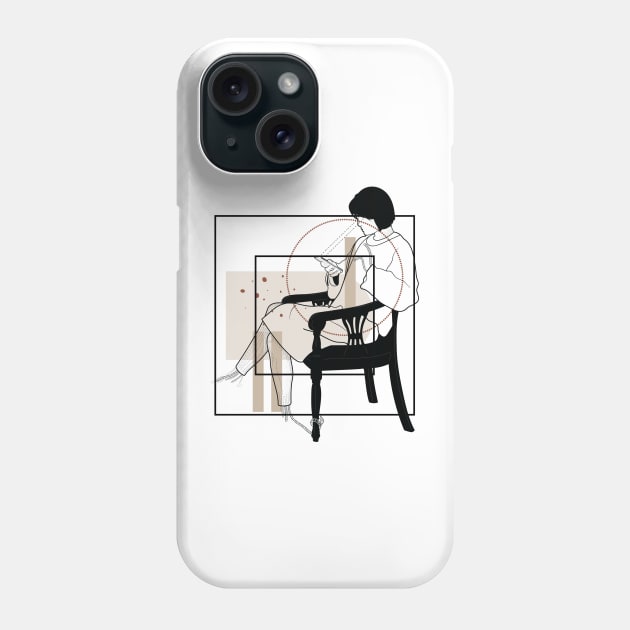 Sitting and looking at my mobile version 3 Phone Case by Frajtgorski