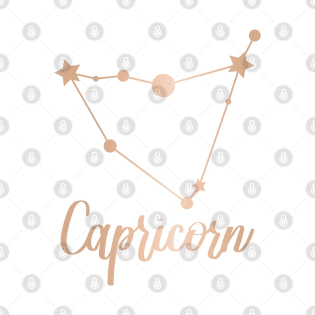 Capricorn Zodiac in Rose Gold by Kelly Gigi