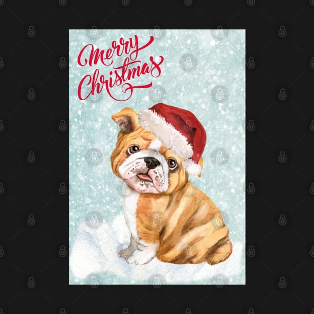 English Bulldog Puppy Merry Christmas Santa Dog by Puppy Eyes