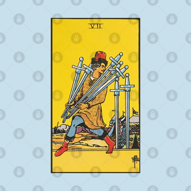 Seven of swords tarot card by Nate's World of Tees