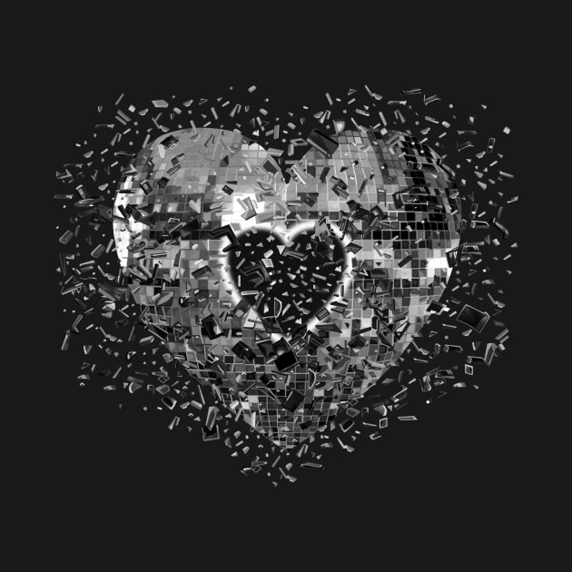 Shattered Silver Disco Ball Heart by Art by Deborah Camp