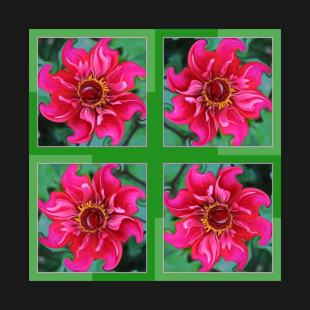 Pink And Green Dahlia Design by AlexaZari