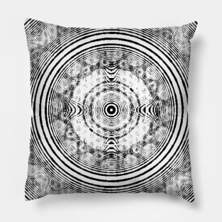 Abstract Op Art Quasi Crystal Vintage Waves Mandala Pillow