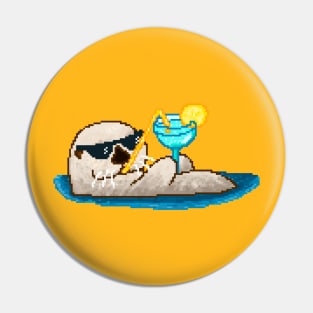 Cool otter with cocktail Pin