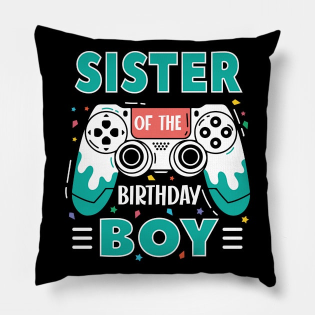 sister Of The Birthday Boy Video Game B-day Gift For Boys Kids Pillow by tearbytea