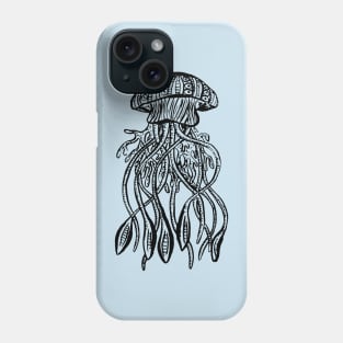 Jellyfish Illustration, Swimming in the Sea Phone Case