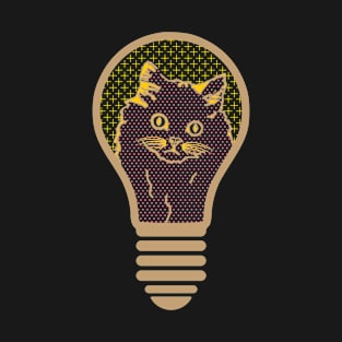 Vintage Kitty Cat Light Bulb Outline T-Shirt