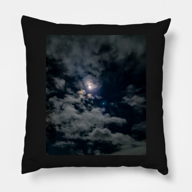 Clouds in night sky Pillow by GinaaArts