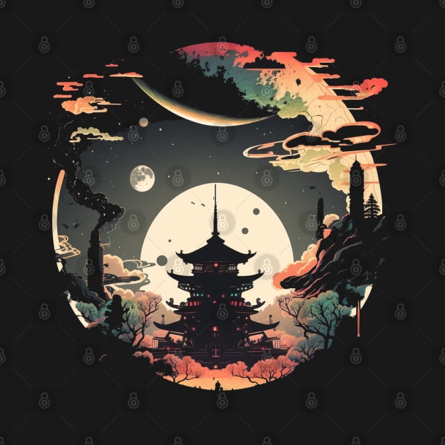 Japanese Temple Tokyo  Asian Inspired Retro Japan by Linco