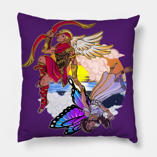 The Legend of Cupid and Psyche-Greek mythology design Pillow by JustJoshDesigns