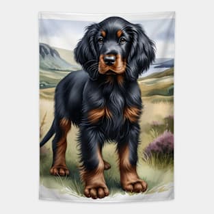 Watercolor Gordon Setter Puppies - Cute Puppy Tapestry