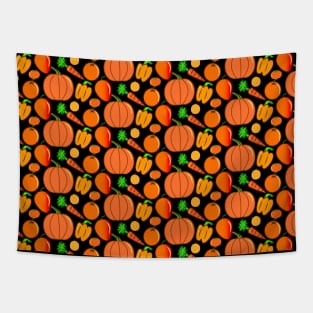 Orange Foods Pattern Tapestry