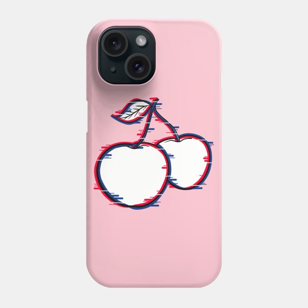 Glitch effect on two cherries Phone Case by Fruit Tee