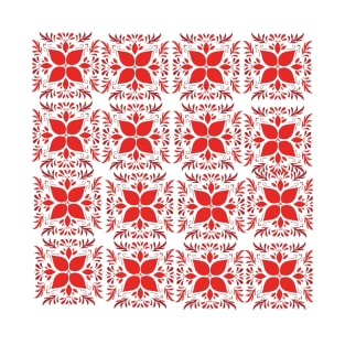 Red and white leaves pattern design T-Shirt