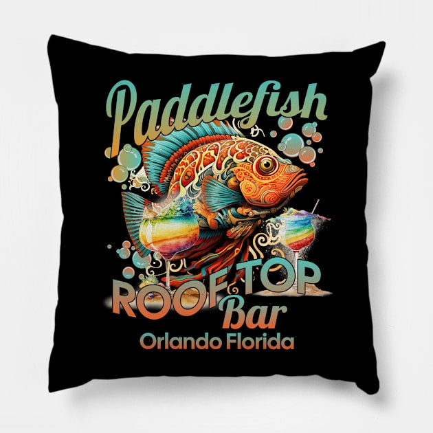 Paddlefish Rooftop Bar Orlando Florida Springs Pillow by Joaddo