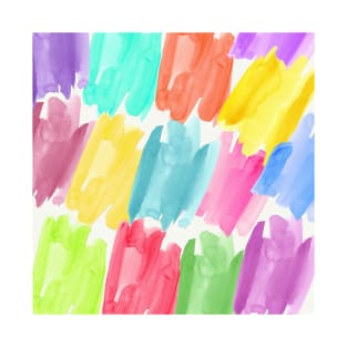 Colorful Watercolor Paint Swatches Brush Strokes Rainbow Abstract Art T-Shirt