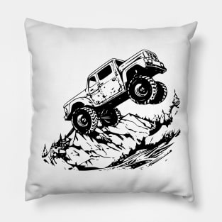 Modern Black and White Pickup Truck Print Pillow