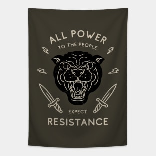 Black Panther Party - All Power to the People - Expect Resistance | Black Owned BLM Black Lives Matter| Black Panthers | Original Art Pillowcase | Tattoo Style Logo | Design for Dark Tees Tapestry