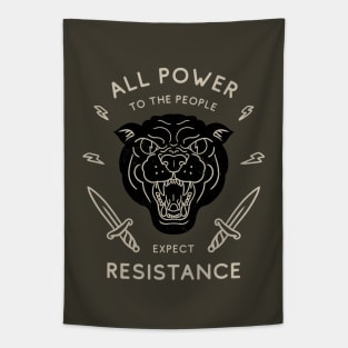 Black Panther Party - All Power to the People - Expect Resistance | Black Owned BLM Black Lives Matter| Black Panthers | Original Art Pillowcase | Tattoo Style Logo | Design for Dark Tees Tapestry