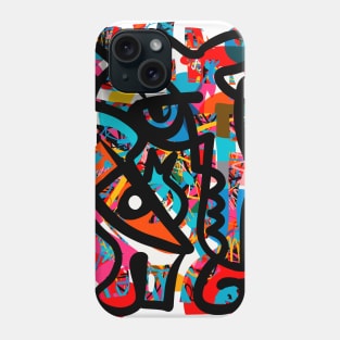 Abstract Graffiti Creatures Black and White Phone Case