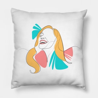 Smile Women Lineart Pillow