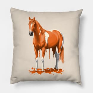Funny Orange Dripping Wet Paint Pinto Horse Pillow